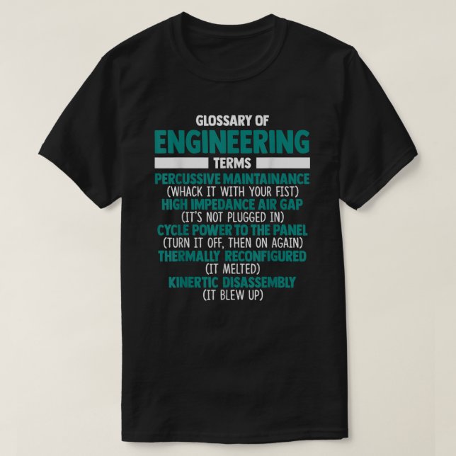 Camiseta Glosario De Términos De Ingeniería Funny Defin (Diseño del anverso)