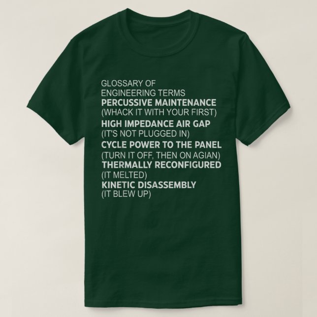 Camiseta Glosario de Términos de Ingeniería Mantenimiento P (Diseño del anverso)