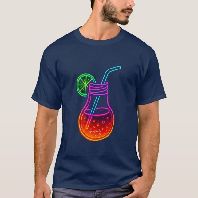 Camiseta Glow de Bebida Cóctel Neon (Anverso)