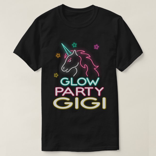 Camiseta Glow Party Gigi Birthday Unicorn Neon (Diseño del anverso)