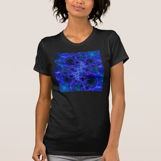 Camiseta Glow Stars | Arte fractal azul y blanco (Anverso)