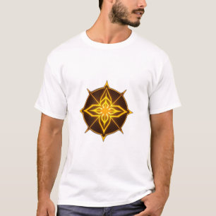 Camiseta Glowing Golden Compass Rose on Dark Circle