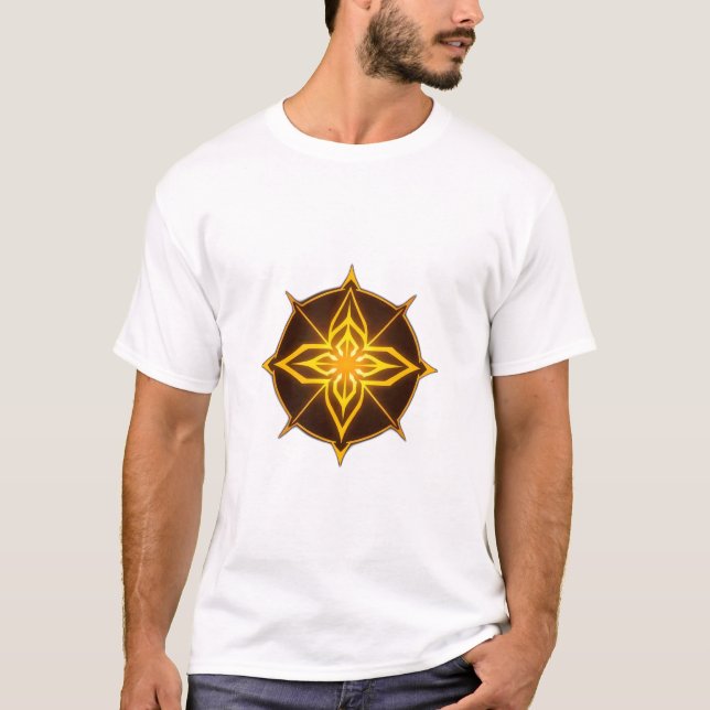 Camiseta Glowing Golden Compass Rose on Dark Circle (Anverso)