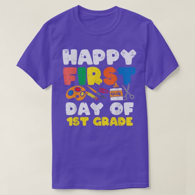 Camiseta Glue Happy First Day Of 1Grado School Boys Chica (Diseño del anverso)