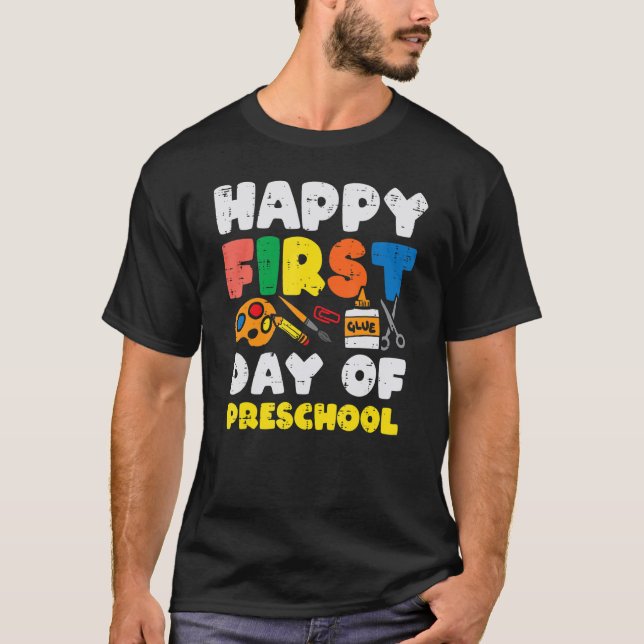 Camiseta Glue Happy First Day Of Preescolar School Boys Chi (Anverso)