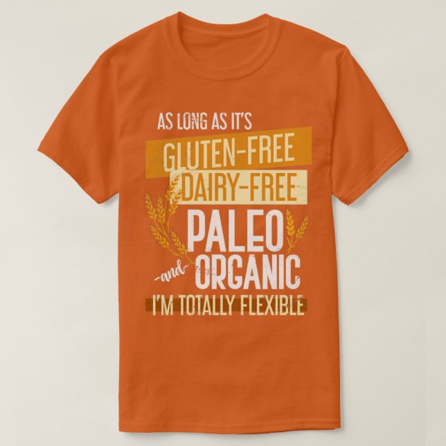 Camiseta Gluten de comida orgánica vegan gratis (Diseño del anverso)