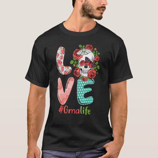 Camiseta Gma Life Love Grandma Skull Rosa Costume Madres (Anverso)