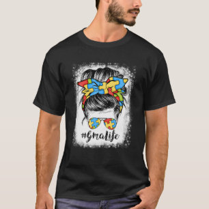 Camiseta Gma Life Messy Bun Hair Bandana Glass Autismo