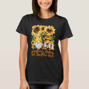 Camiseta Gnoma Floral De Girasol Para Mujeres Con Miel Cubi