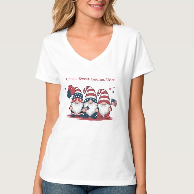 Camiseta Gnomas patrióticos 4 de julio (Anverso)