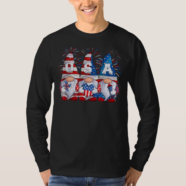 Camiseta Gnome   4th Of July Gnomes Patriotic American Flag (Anverso)