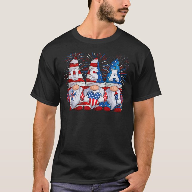 Camiseta Gnome   4th Of July Gnomes Patriotic American Flag (Anverso)