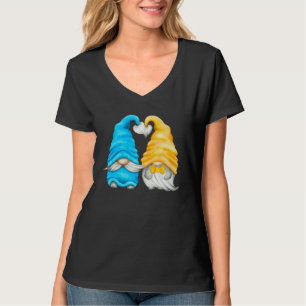 Camiseta Gnome Azul Con Gnomie Amarillo Para Las Mujeres Cu