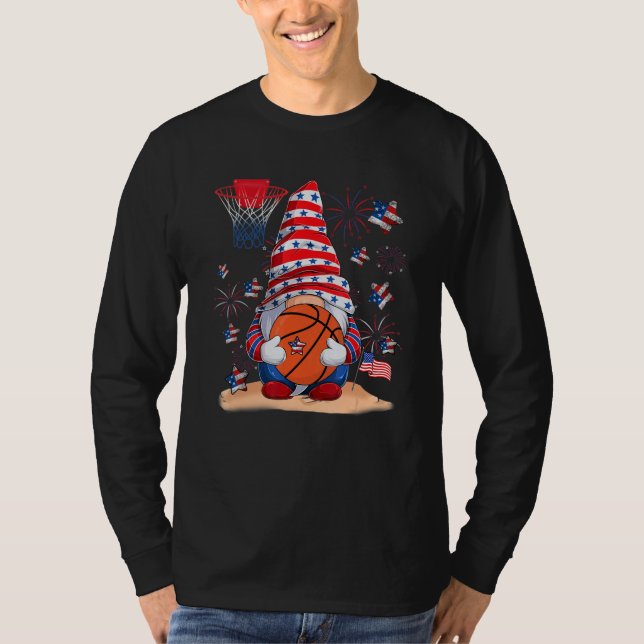 Camiseta Gnome Basketball 4th July Red White Blue Boys Kids (Anverso)
