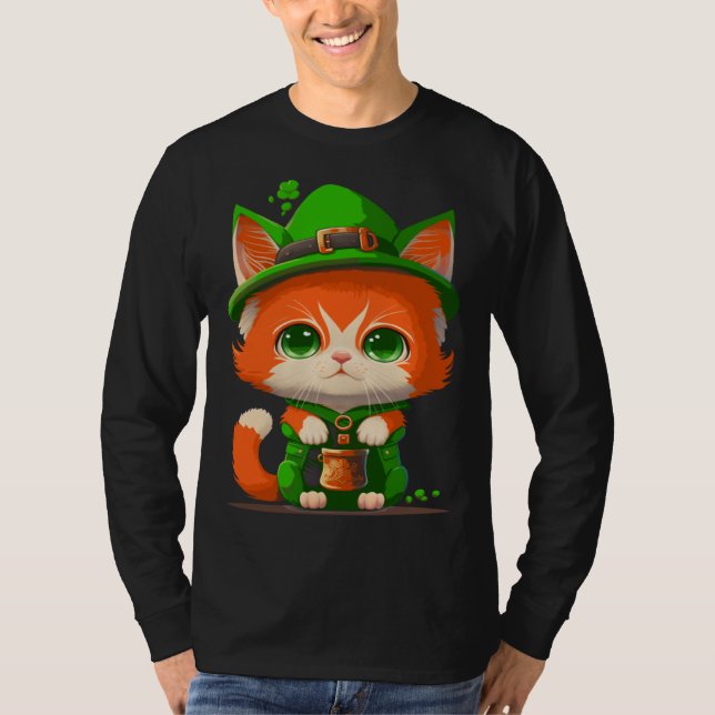 Camiseta Gnome Cat St Patricks Day Kids Toddler Girl Boy (Anverso)