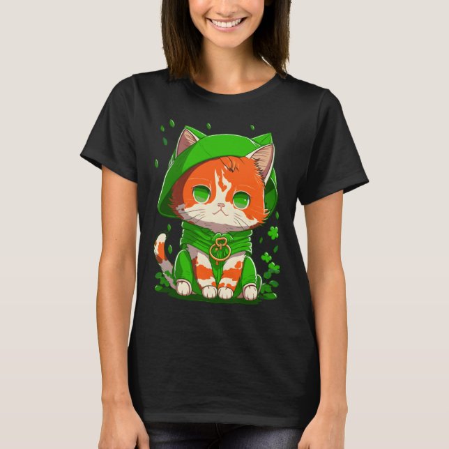 Camiseta Gnome Cat St Patricks Day Kids Toddler Girl Boy  2 (Anverso)