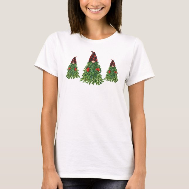 Camiseta Gnome Christmas Tree Buffalo Check Holiday (Anverso)