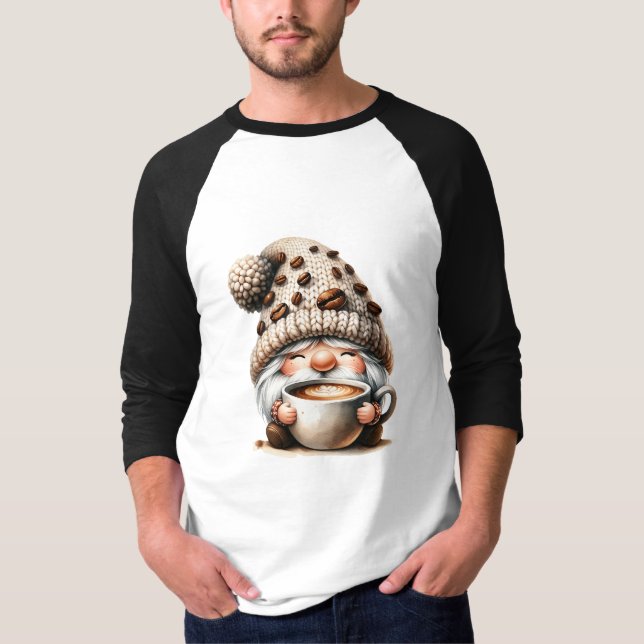 Camiseta Gnome con habas de café - Alegría pura de cafeína (Anverso)