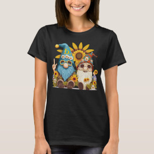 Camiseta Gnome Cute y la divertida gnome paz del girasol hi