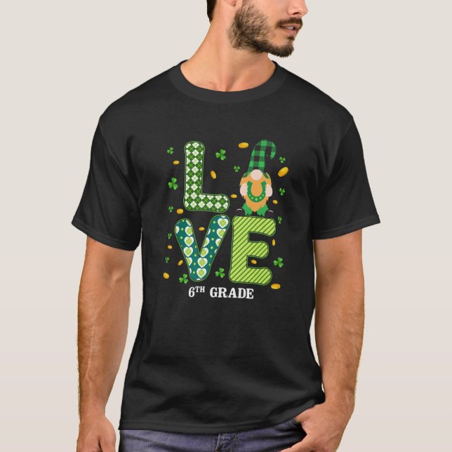 Camiseta Gnome De 6º Grado De Amor St Patrick'S Day Green P (Anverso)