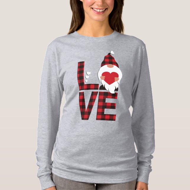 Camiseta Gnome de amor de Buffalo Plaid (Anverso)