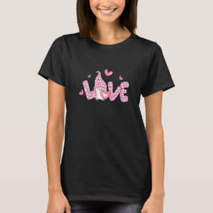Camiseta Gnome de amor Valentine Day Pink Leopard Heart Mat