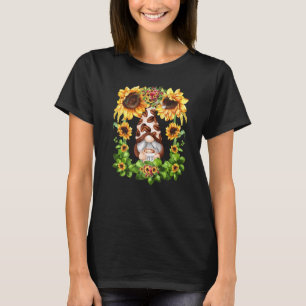 Camiseta Gnome De Café Floral De Girasol Para Mujeres Cute