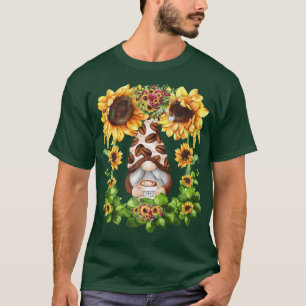 Camiseta Gnome De Café Floral De Girasol Para Mujeres Cute 
