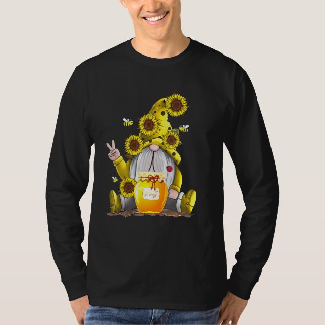 Camiseta Gnome de girasol con abeja amarilla (Anverso)