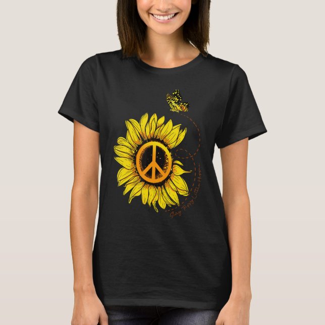 Camiseta Gnome De Girasol Con Gnoma Hippie De Bee Para Flor (Anverso)