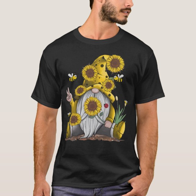 Camiseta Gnome De Girasol Con Gnome Hippie De Bee (Anverso)