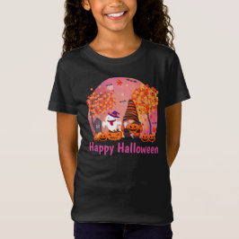 Camiseta Gnome De Halloween Y Fantasma Con Chica De Texto