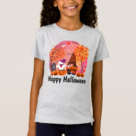 Camiseta Gnome De Halloween Y Fantasma Con Chica De Texto