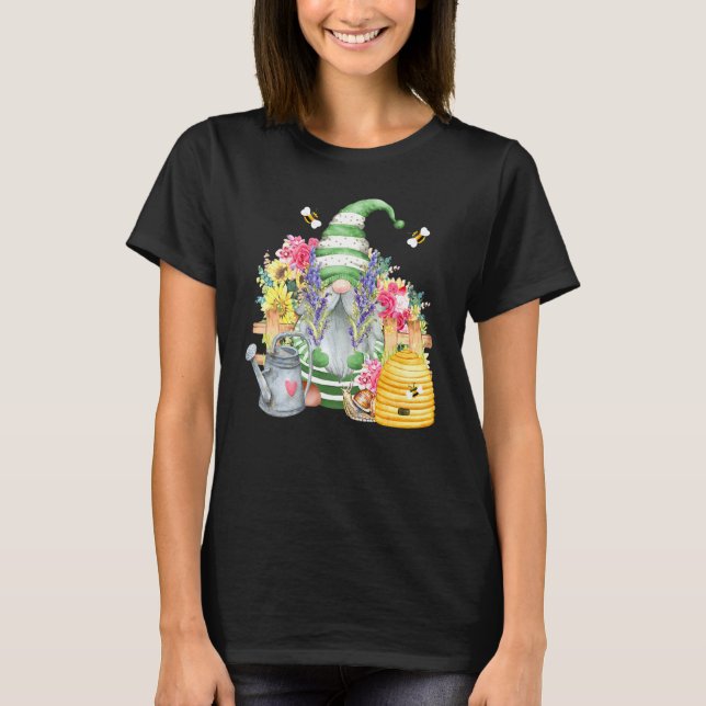 Camiseta Gnome De Jardín Con Abejas Y Flores Jardín (Anverso)