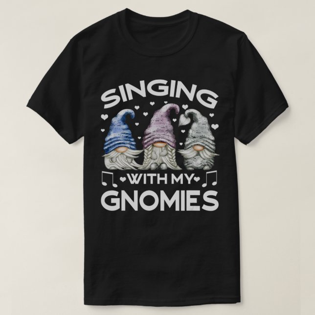 Camiseta Gnome De La Música En El Juego De Karaoke Cute Can (Diseño del anverso)