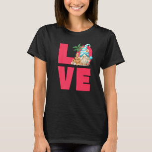 Camiseta Gnome De La Playa Del Amor Para Las Mujeres En La 
