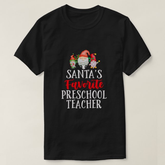 Camiseta Gnome de Navidades de profesores de preescolar fav (Diseño del anverso)