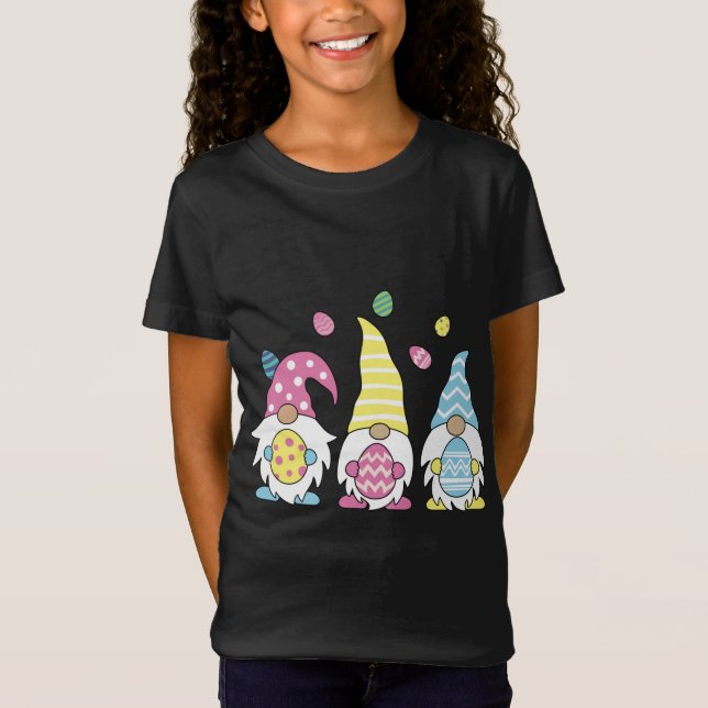 Camiseta Gnome de Pascua 3 gnomos con huevos de Pascua (Anverso)