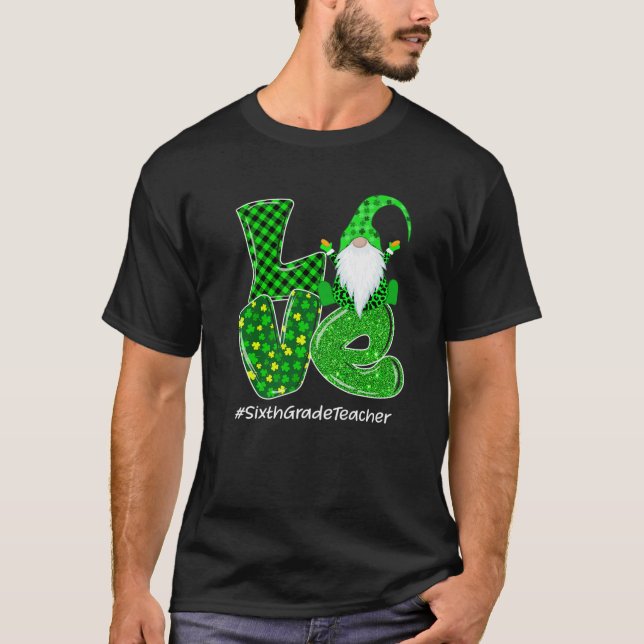 Camiseta Gnome De Sexto Grado De Amor St Patrick'S Day Gree (Anverso)