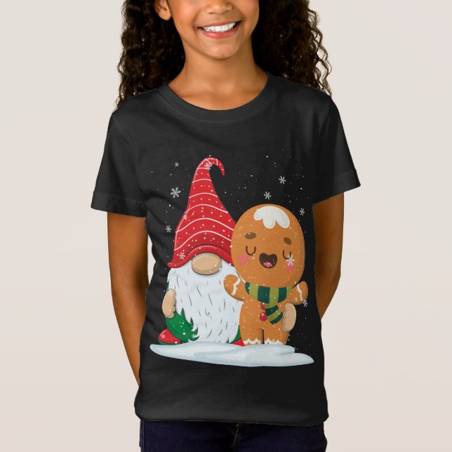 Camiseta Gnome de vacaciones con Candy Cane y Gingerbread C (Anverso)
