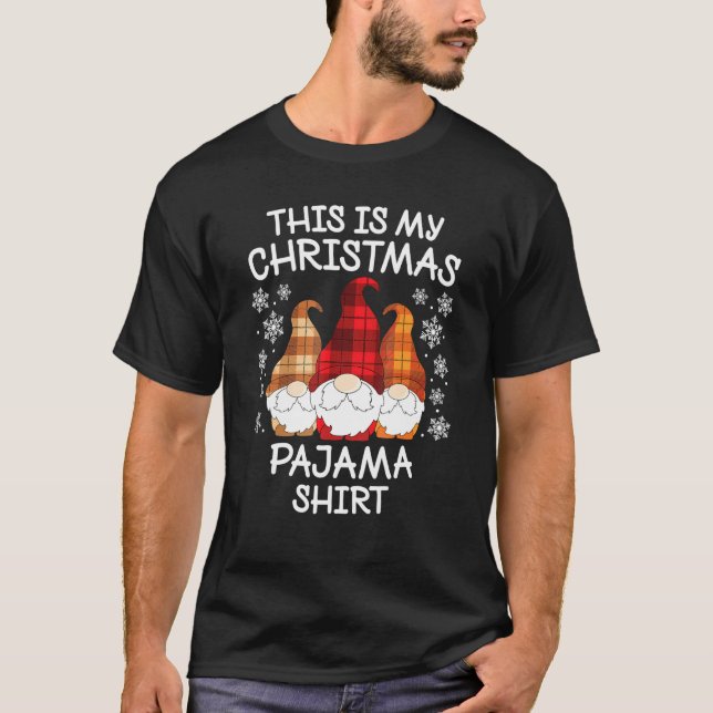 Camiseta Gnome De Xmas Plaid Este Es Mi Navidad Pajama Men  (Anverso)