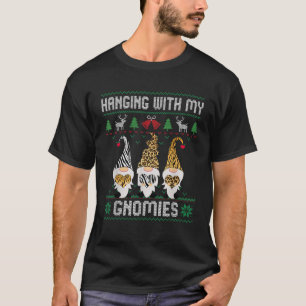 Camiseta Gnome divertido de Navidad colgando con mis gnomos