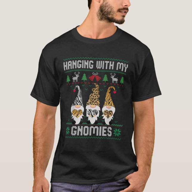 Camiseta Gnome divertido de Navidad colgando con mis gnomos (Anverso)