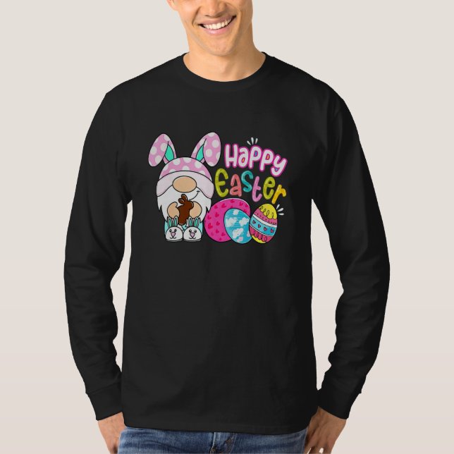 Camiseta Gnome Easter Eggs Hunting Bunny Gnome Gnomies Happ (Anverso)