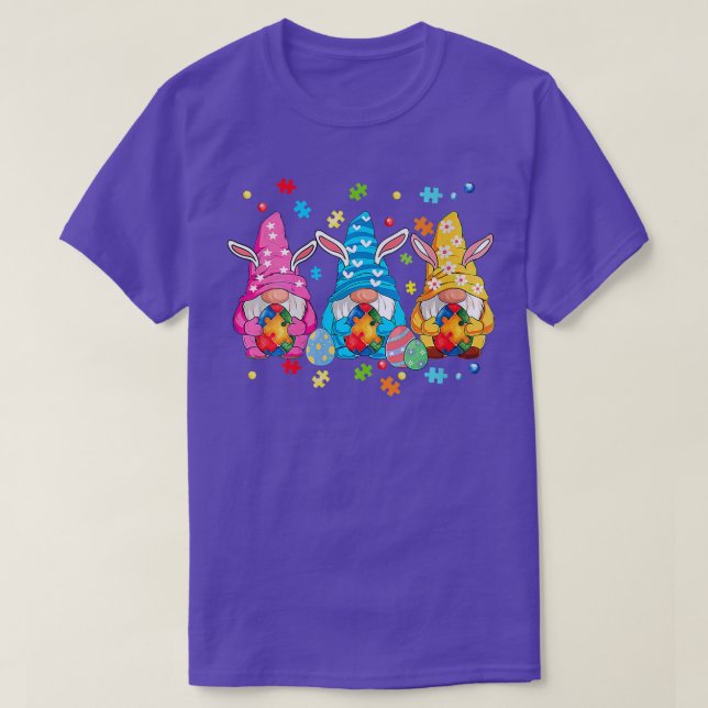 Camiseta Gnome Egg Bunny Puzzle Ribbon Autism Awareness Eas (Diseño del anverso)