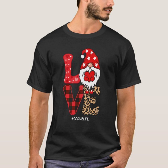 Camiseta Gnome Enfermera Día de San Valentín Corazón Stetho (Anverso)