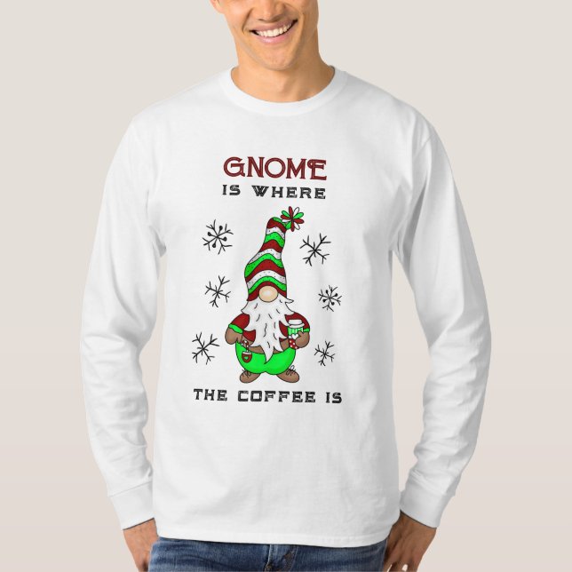 Camiseta Gnome es donde está el café | Navidades de corte (Anverso)