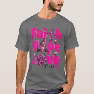 Camiseta Gnome Faith Hope Love Breast Cancer Awareness Supp