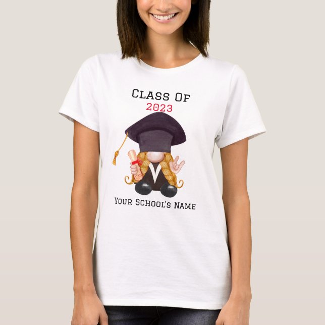 Camiseta Gnome femenino de graduación cuta - Clase de 202X (Anverso)