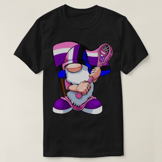 Camiseta Gnome Gnome Pride Flag Lacrosse Player LGBTQ (Diseño del anverso)